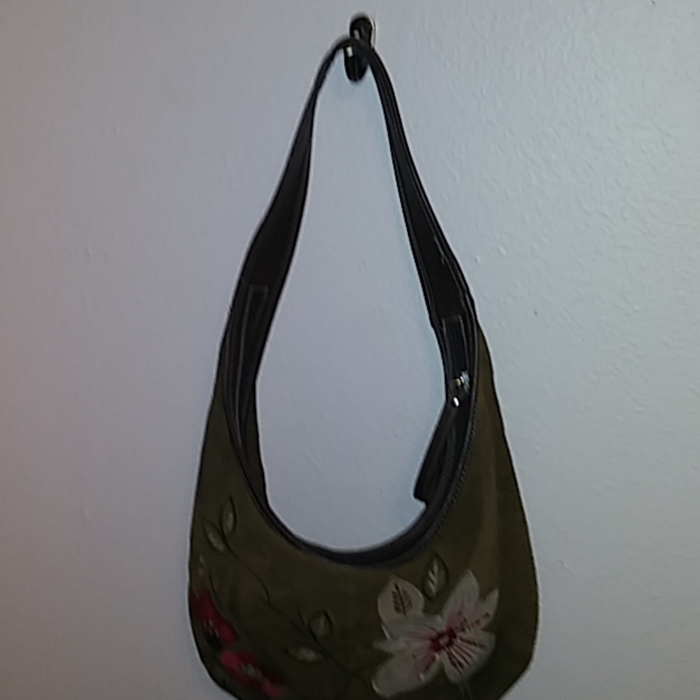 Preston and York zipper suede shoulder bag